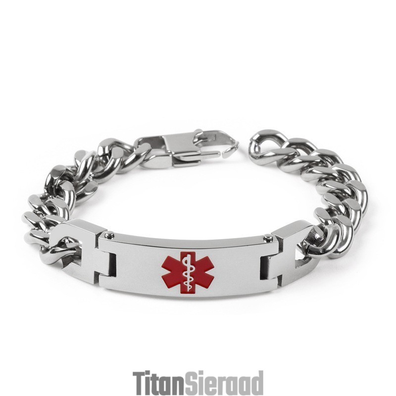 Versie Van Het Fashion Bend Merk Rood Medisch Logo Herenarmband Titanium Sieraden Versie Van Het Fashion Bend Merk Rood Medisch Logo Herenarmband Titanium Sieraden