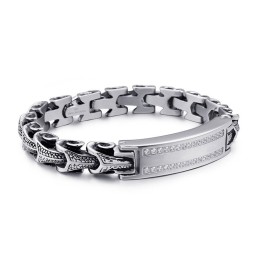 Heren Titanium Vintage Kiel Micro-Set Witte Stenen Armband