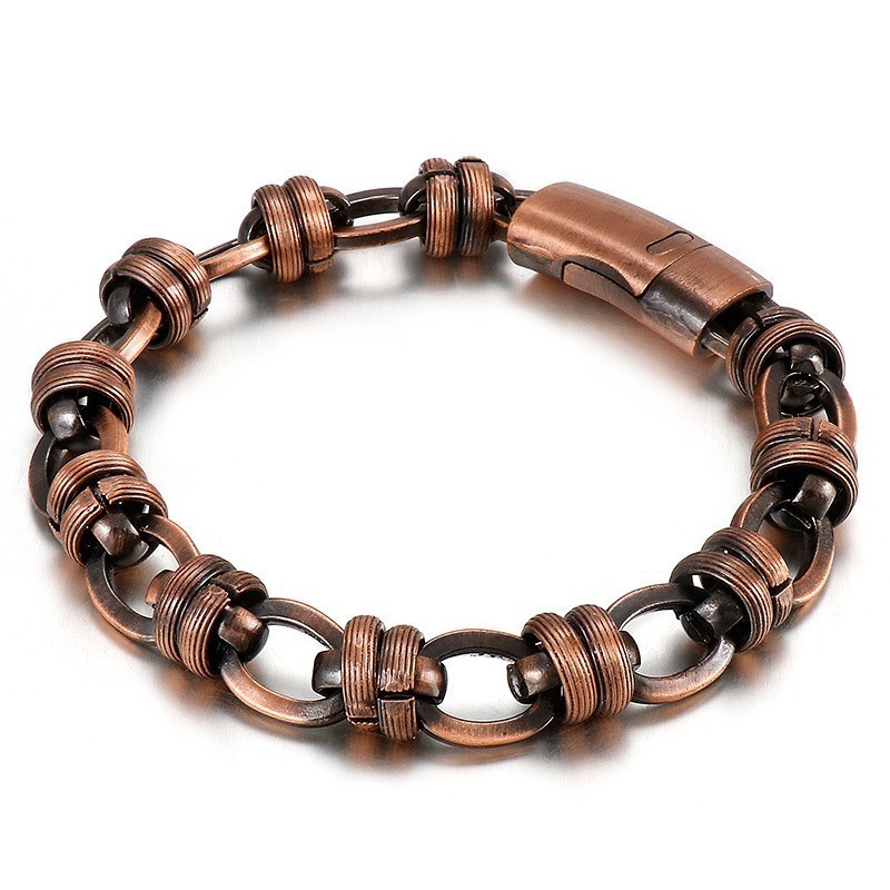 Vintage Bronzen Ovale Titanium Herenarmband Vintage Bronzen Ovale Titanium Herenarmband