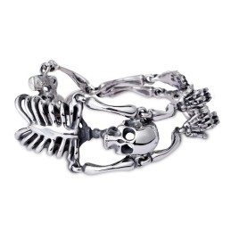 Vintage Overdreven Schedel En Botten Titanium Armband Voor Heren