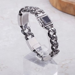 Vintage Heren Titanium Armband In Hiphopstijl Met Bloemenpatroon En Diamanten Sluiting
