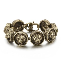 Vintage Ronde Titanium Armband Met Tijgerkop Voor Heren