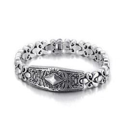 Fashion Flower Bay Brand Diamantvormige Titanium Armband Voor Heren