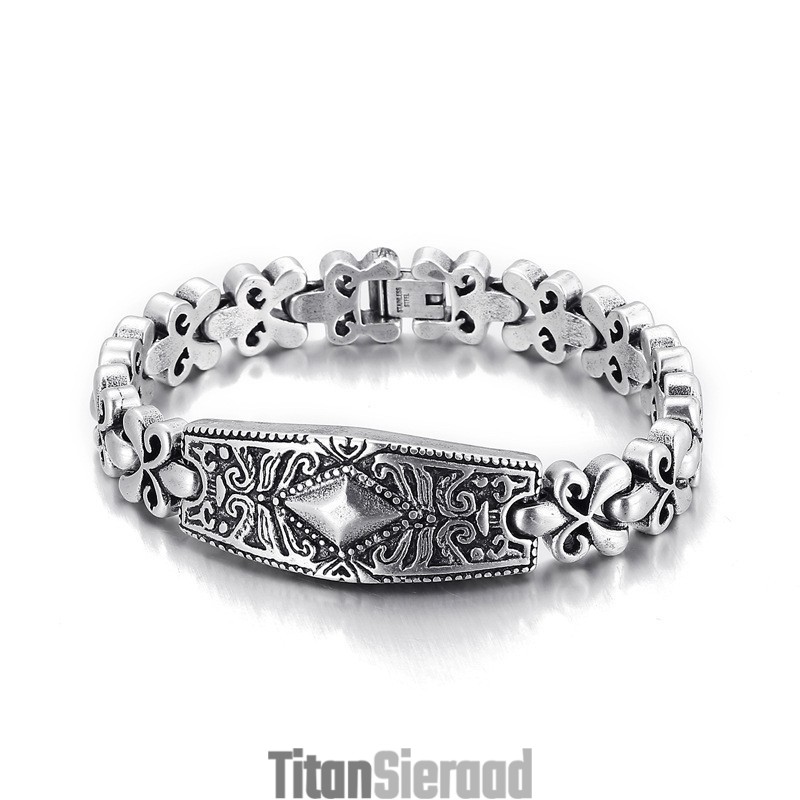 Fashion Flower Bay Brand Diamantvormige Titanium Armband Voor Heren