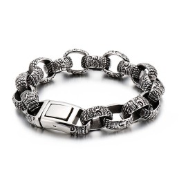 Vierkante Boeddhahoofd Titanium Armband Voor Heren