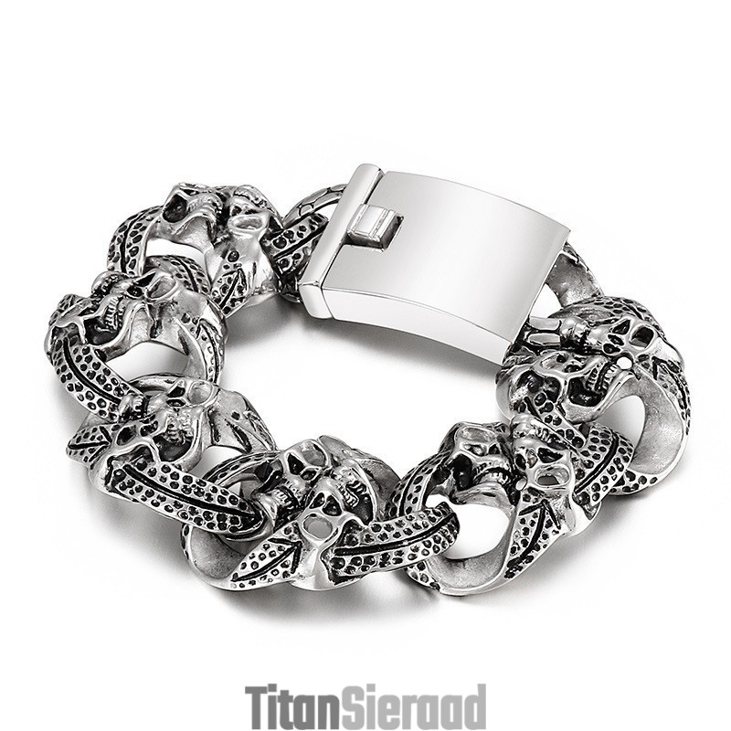 Populaire Coole Schedel Titanium Herenarmband