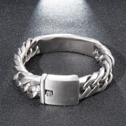 Chique Gothic Rock-Stijl Zandkleurige Gebogen Merk Heren Titanium Armband