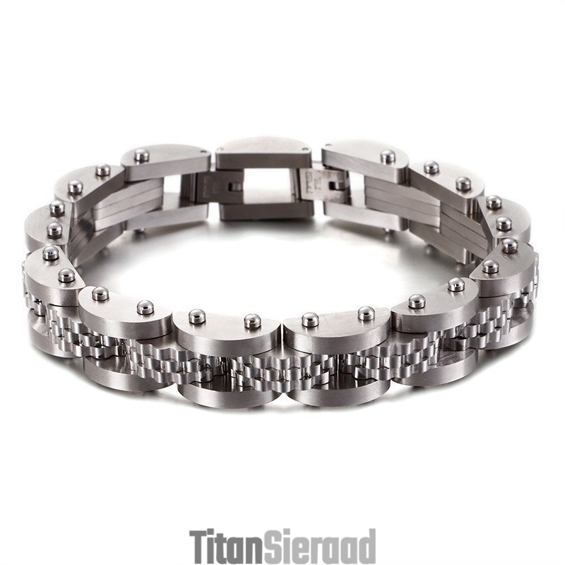 Titanium Fietsketting Herenarmband Met Band Titanium Fietsketting Herenarmband Met Band