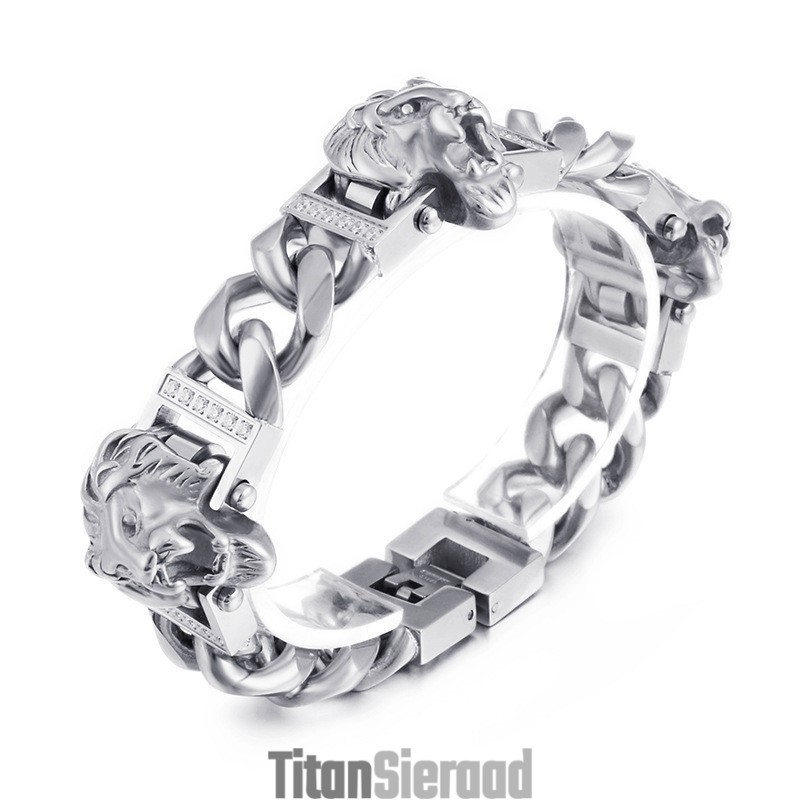 Leeuwenkop Armband Armband Armband Hiphop Streetdance Mannen Titanium Sieraden Leeuwenkop Armband Armband Armband Hiphop Streetdance Mannen Titanium Sieraden