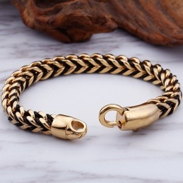 New Wave Retro Leren Gevlochten Touw Titanium Armband