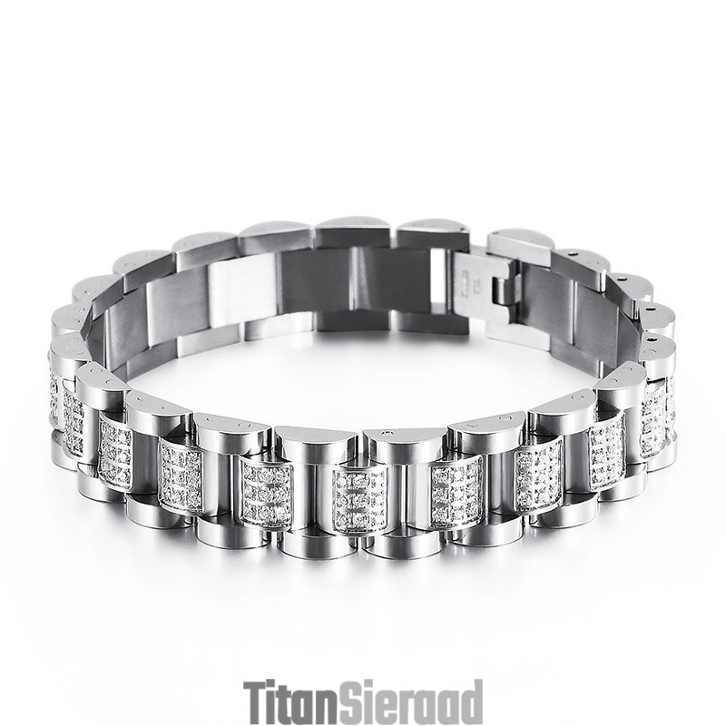 Titanium Armband Voor Heren Met Diamanten Set