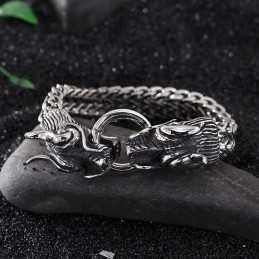 Heren Armband Met Meerdere Lagen, Coole Dubbele Draak, Heren Armband Met Kraansluiting