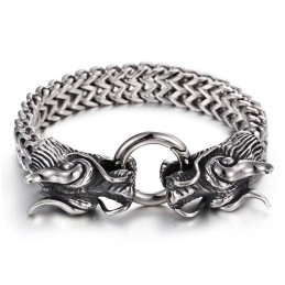 Heren Armband Met Meerdere Lagen, Coole Dubbele Draak, Heren Armband Met Kraansluiting