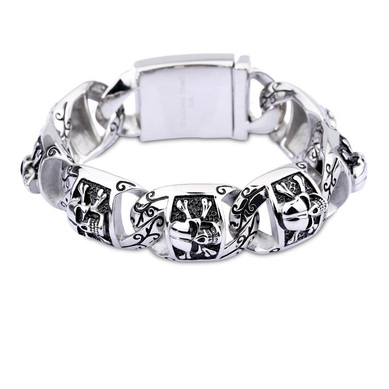 Armbanden In Hiphop-Chique Stijl, Titanium Armbanden Voor Heren, Sieraden Met Een Dikke Schedel Armbanden In Hiphop-Chique Stijl, Titanium Armbanden Voor Heren, Sieraden Met Een Dikke Schedel