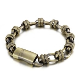 Vintage Bronzen Ovale Titanium Herenarmband