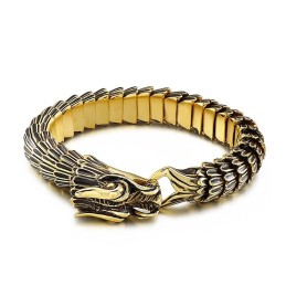 Coole Hip-Hop Street Plating Gold Dragon Titanium Armband Voor Heren