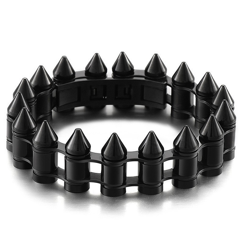 Mode Bullet Head Titanium Biker Armband Voor Heren Mode Bullet Head Titanium Biker Armband Voor Heren