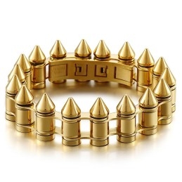 Mode Bullet Head Titanium Biker Armband Voor Heren
