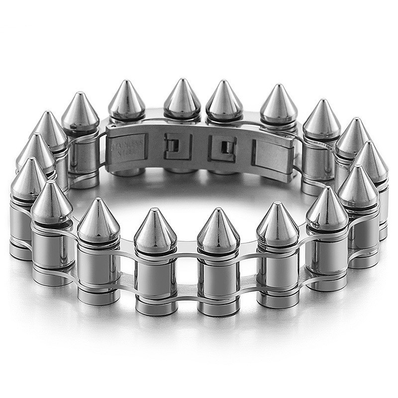 Mode Bullet Head Titanium Biker Armband Voor Heren Mode Bullet Head Titanium Biker Armband Voor Heren
