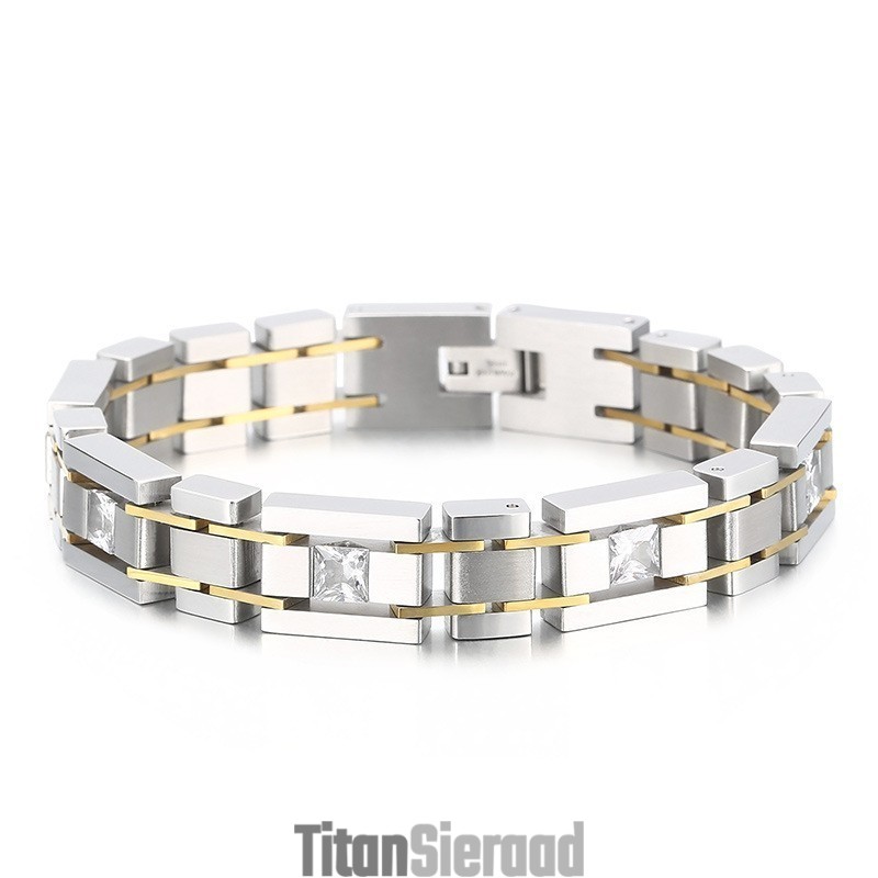 Mode Verjaardagscadeau Met Diamanten Titanium Armband Voor Mannen