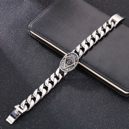 Vintage Chique Stijl Ronde Plaat Maçonnieke Titanium Armband Voor Heren