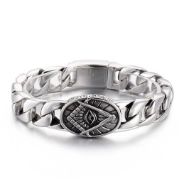Vintage Chique Stijl Ronde Plaat Maçonnieke Titanium Armband Voor Heren