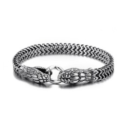 Vintage Cool Fashion Dubbelkoppige Slang Titanium Armband Voor Heren