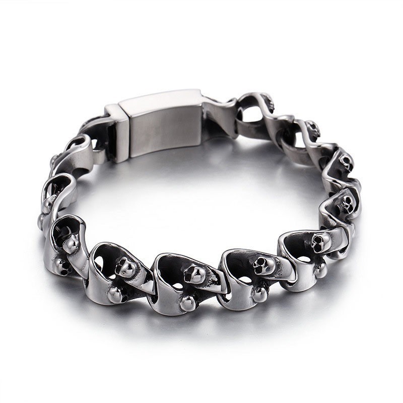 Coole Chique Schedel Titanium Armband Voor Heren Coole Chique Schedel Titanium Armband Voor Heren