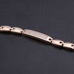 Mode Germanium Steen Met Diamanten Paar Titanium Armband