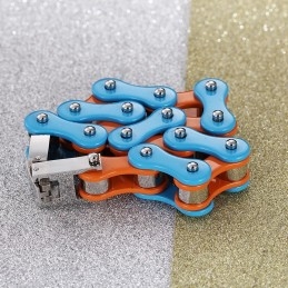 Eenvoudige Geschilderde Blauw-Oranje Titanium Heren Bikerarmband