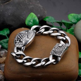 Mode Kruis Met Zirkonia Gebogen Titanium Armband Voor Heren