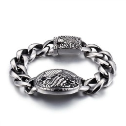 Mode Kruis Met Zirkonia Gebogen Titanium Armband Voor Heren