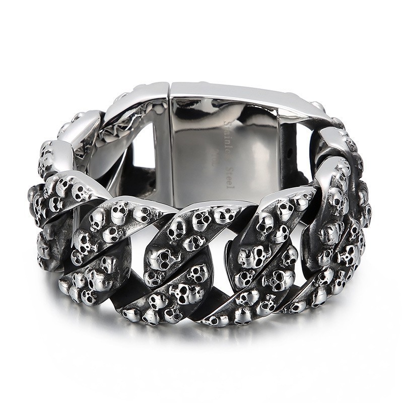 Overdreven Chique Schedel Titanium Armband Voor Heren Overdreven Chique Schedel Titanium Armband Voor Heren