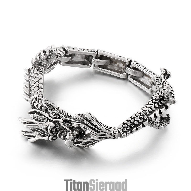 Coole Chique Zodiac Draak Titanium Armband Voor Heren