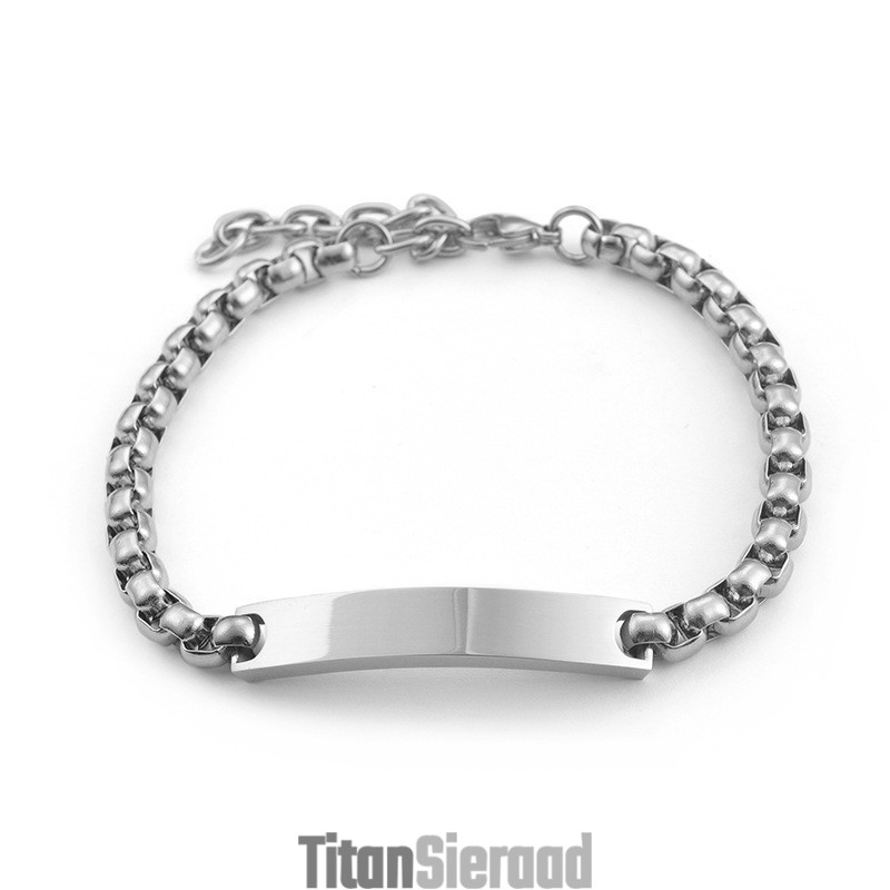 Chique Stijl Gebogen Vierkante Titanium Armband Voor Koppels