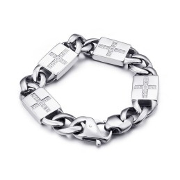 Mode Rock Hip-Hop Stijl Kruis Met Diamanten Titanium Armbanden