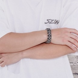 Overdreven Schedel Biker Titanium Armband Voor Heren