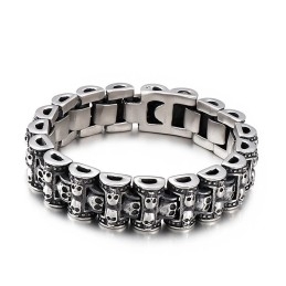Overdreven Schedel Biker Titanium Armband Voor Heren
