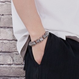 Mode Schedel Kiel Machine Ketting Titanium Armband Voor Mannen