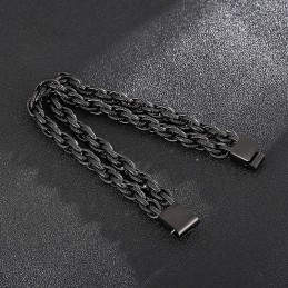 Mode Zwarte Vergulde Dubbele Titanium Herenarmband