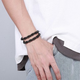 Mode Zwarte Vergulde Dubbele Titanium Herenarmband