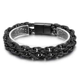 Mode Zwarte Vergulde Dubbele Titanium Herenarmband