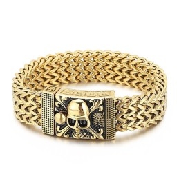 Hiphop Schedel Titanium Armband Voor Heren