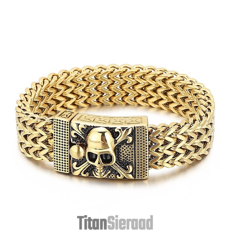 Hiphop Schedel Titanium Armband Voor Heren Hiphop Schedel Titanium Armband Voor Heren