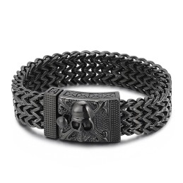 Hiphop Schedel Titanium Armband Voor Heren