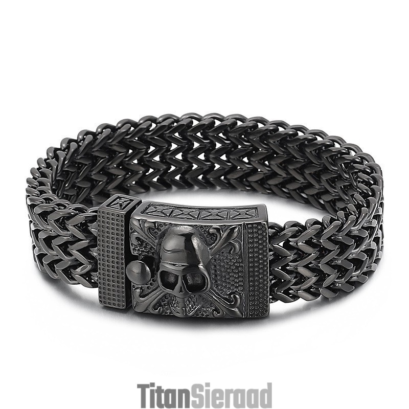 Hiphop Schedel Titanium Armband Voor Heren Hiphop Schedel Titanium Armband Voor Heren