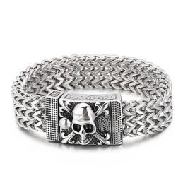 Hiphop Schedel Titanium Armband Voor Heren