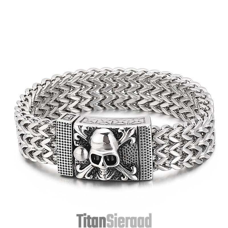Hiphop Schedel Titanium Armband Voor Heren Hiphop Schedel Titanium Armband Voor Heren