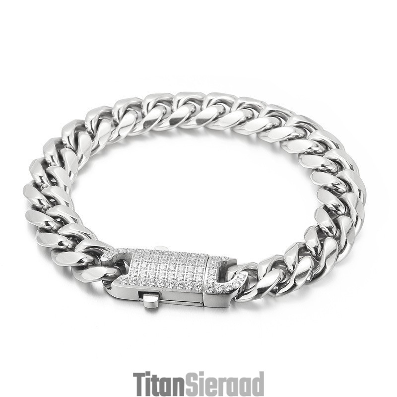 Mode Street Hip-Hop Stijl Diamanten Set Titanium Armband Voor Heren Mode Street Hip-Hop Stijl Diamanten Set Titanium Armband Voor Heren