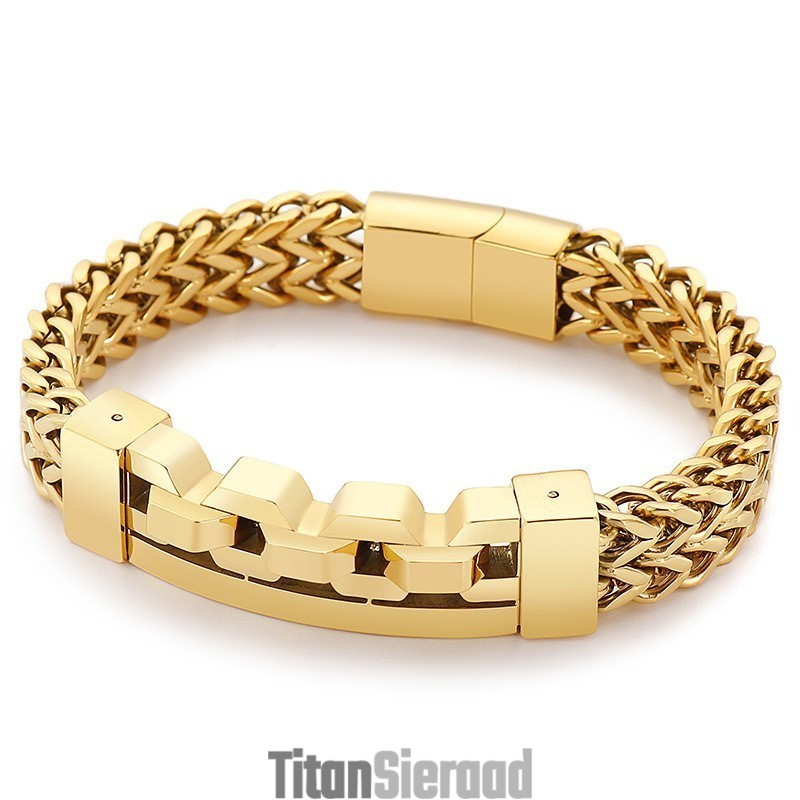 Mode Vierkante Holle Titanium Armband Voor Heren